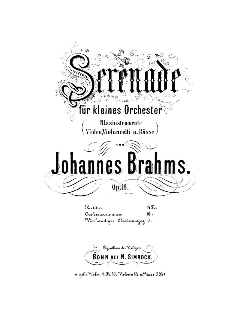 Serenade No. 2 in A Major, Op. 16 (Brahms 1860)