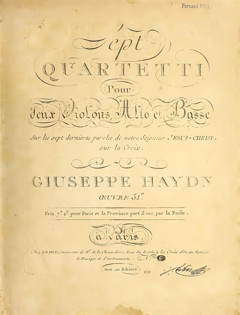 Die sieben letzten for String Quartet Hob.III-50-56, Op 51 (1788)