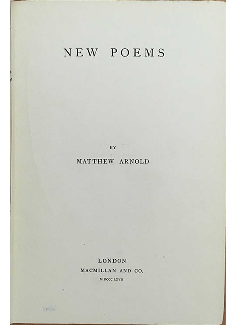New Poems Matthew Arnold 1867