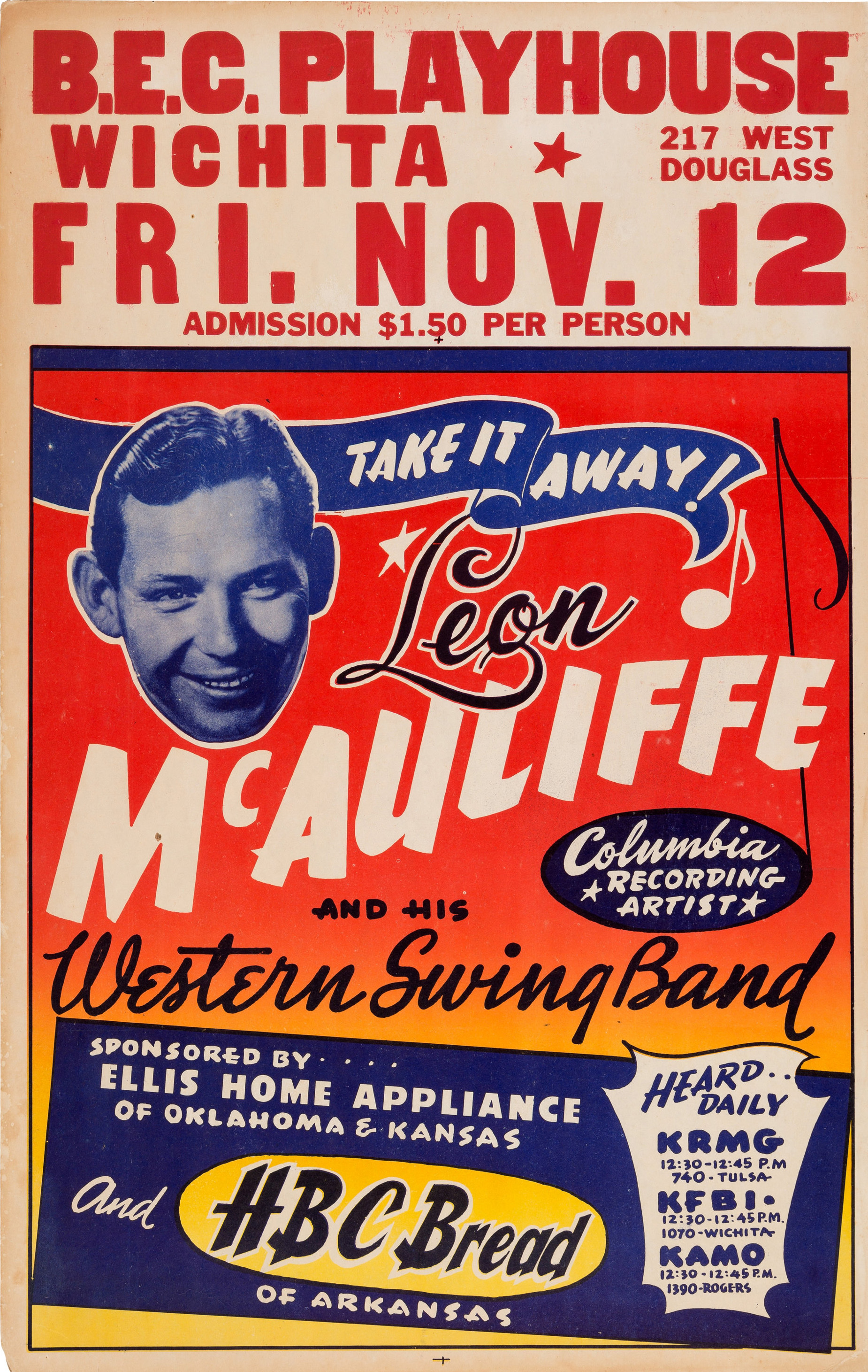 Leon McAuliffe & his Western Swing Band poster
