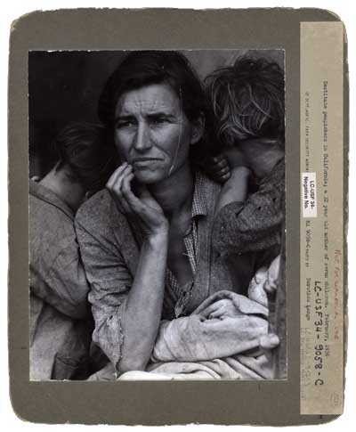 Lange's Migrant Mother, mounted for catalog